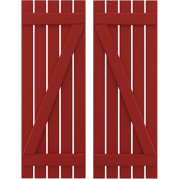 Ekena Millwork Americraft 5-Board (2 Batten) Wood Spaced Board-n-Batten Shutters w/ Z-Bar, ARW102SB519X77BRH, PR ARW102SB519X77BRH - main